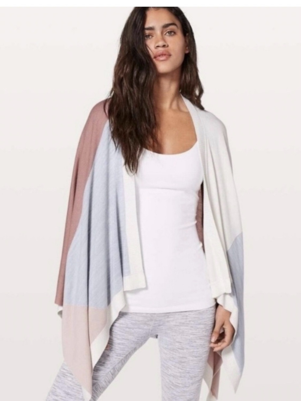 lululemon athletica Pastel Colorblock Open-Front Wrap Made Yarn Blended W/ Silk